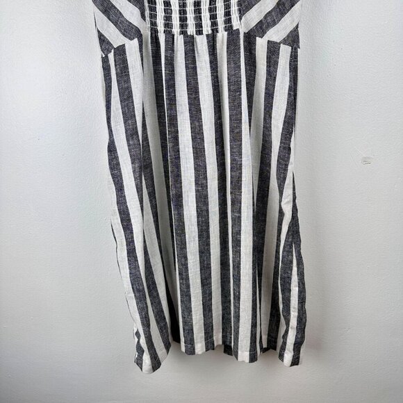 NWT Infinity Raine Love Tree Linen Button Up Stripe V Neck Dress, Size M - Picture 8 of 14
